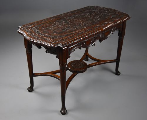 AN 18TH19TH CENTURY FINELY CARVED MAHOGANY CENTRE TABLE WITH LATER RECONFIGUREMENTS - ADDITIONAL PHOTO 1