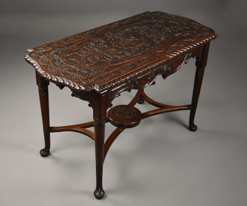 AN 18TH19TH CENTURY FINELY CARVED MAHOGANY CENTRE TABLE WITH LATER RECONFIGUREMENTS - ADDITIONAL PHOTO 2