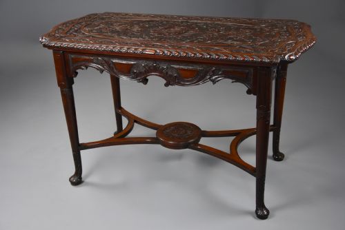 AN 18TH19TH CENTURY FINELY CARVED MAHOGANY CENTRE TABLE WITH LATER RECONFIGUREMENTS - ADDITIONAL PHOTO 3