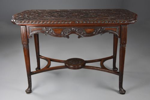 AN 18TH19TH CENTURY FINELY CARVED MAHOGANY CENTRE TABLE WITH LATER RECONFIGUREMENTS - ADDITIONAL PHOTO 7