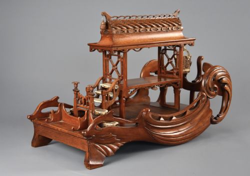 Late 19th Century Asian Model of a Pagoda Boat, Possibly a Desk Stand