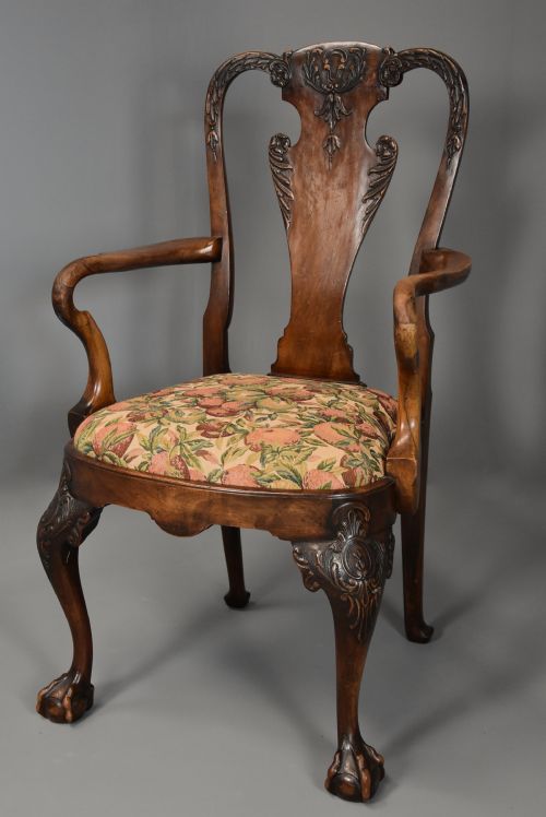 fig 3. Early 20th century walnut open armchair in the Queen Anne style
