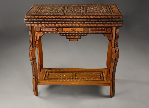 Highly Decorative Early 20th Century Middle Eastern Damascus Inlaid Games Table