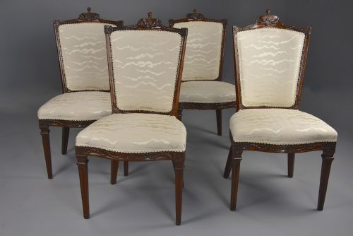 Set of Four Late 18th Century Continental Walnut Chairs, Possibly Italian