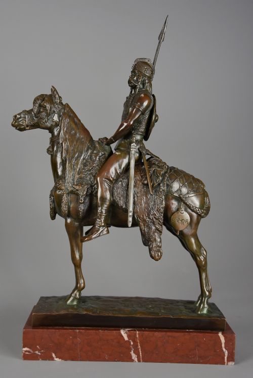 Superb Quality Late 19thc French Bronze of a ‘Gallic Horseman’ Signed E. Fremiet with ‘Barbedienne’ Foundry Mark