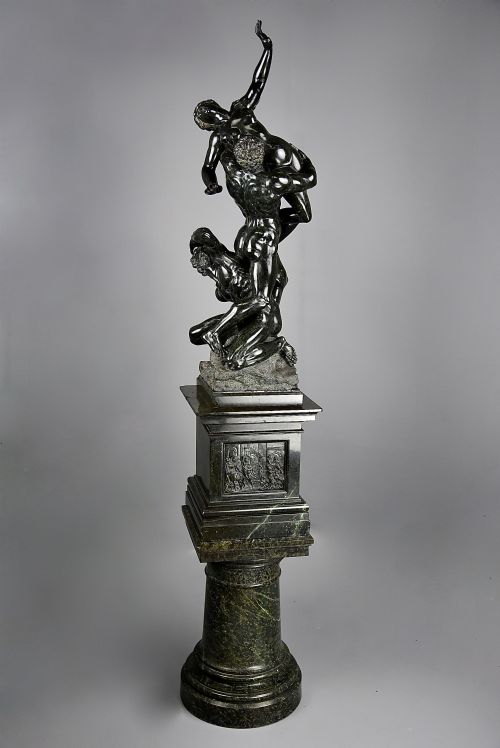 Large 19thc Italian Grand Tour Verde Prato Sculpture of the ‘Abduction of the Sabine Women’ After the Original by Giambologna