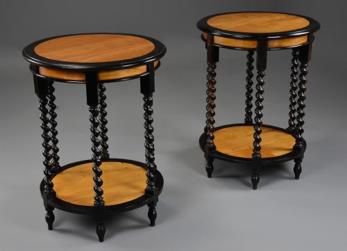 fig 2. Highly decorative pair of late 19th century Ceylonese satinwood & ebony occasional tables