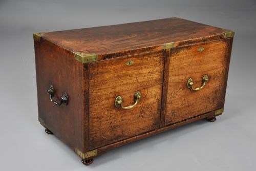 Mid 19thc Camphor Wood Campaign Two Drawer Chest of Superb Patina