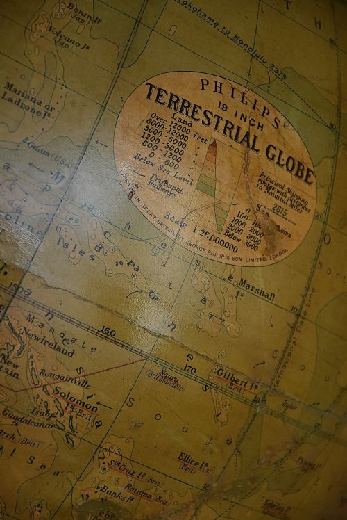 fig 2. Early 20thc Philips 19 inch terrestrial table globe supported on walnut base