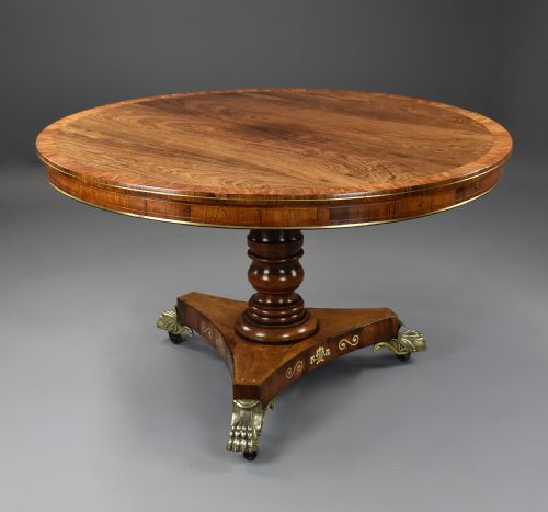 fig 1. Fine quality Regency rosewood tilt top centre table of fine patina