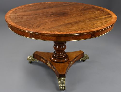 fig 3. Fine quality Regency rosewood tilt top centre table of fine patina