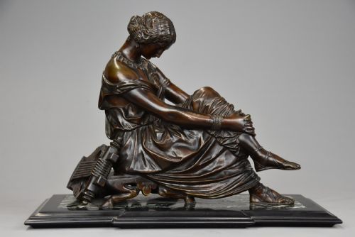 Fine Quality Late 19th Century Bronze Figure of Sappho, Signed ‘Pradier’