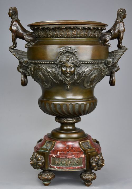Fine Quality Large 19th Century French Bronze Urn on Marble Base