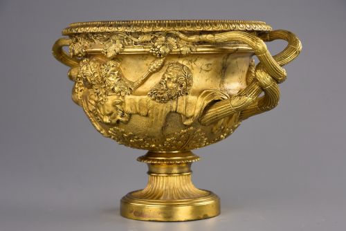 fig 3. Fine quality 19thc Grand Tour gilt bronze reduction of 'The Warwick Vase', after the antique, stamped ‘A.D Delafontaine’