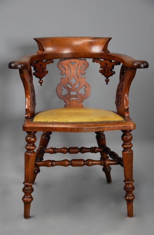 fig 1. Mid 19th century walnut office armchair of fine patina
