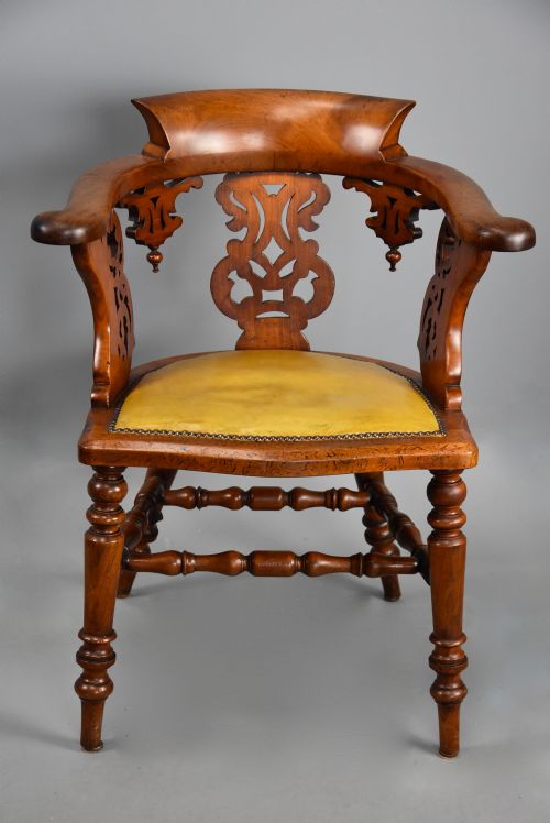 fig 2. Mid 19th century walnut office armchair of fine patina