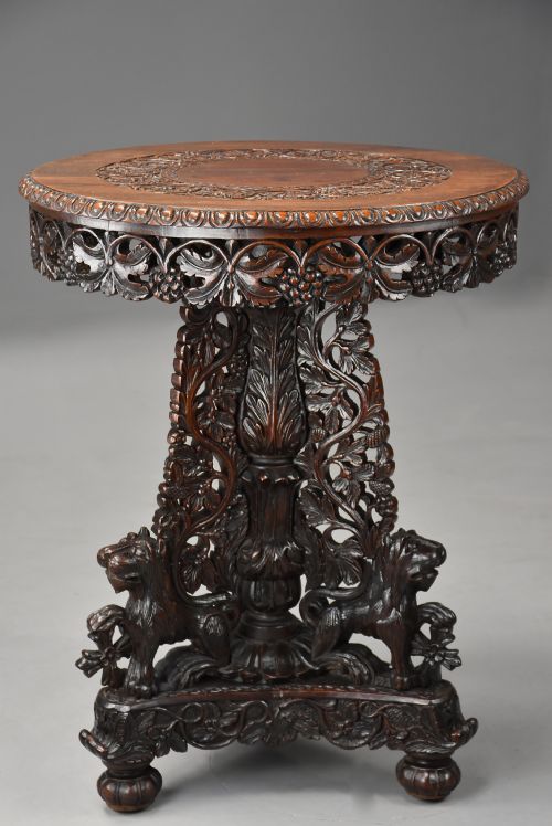 Mid 19th Century Anglo Indian Carved Padouk Centre Table of Fine Patina