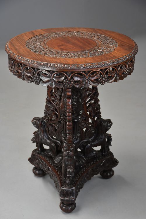 fig 2. Mid 19th century Anglo Indian carved padouk centre table of fine patina