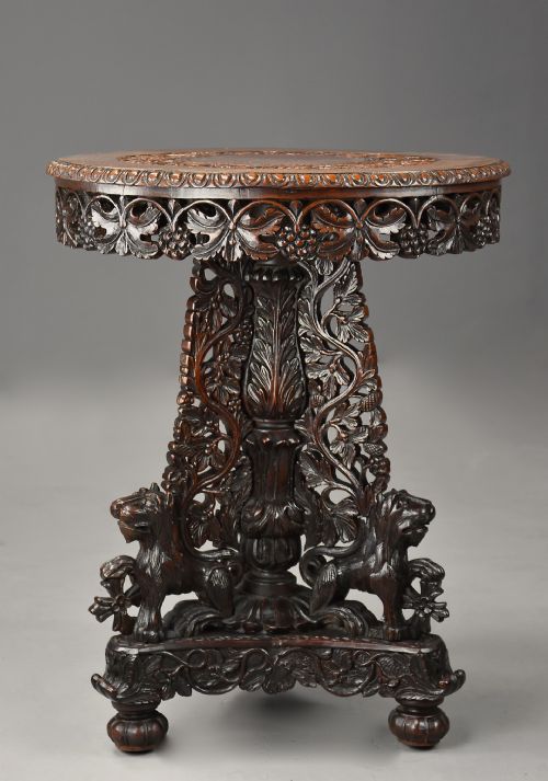 fig 3. Mid 19th century Anglo Indian carved padouk centre table of fine patina