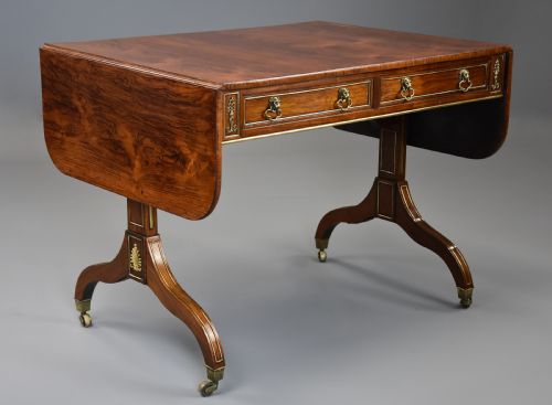 Fine Quality English Regency Rosewood and Brass Sofa Table