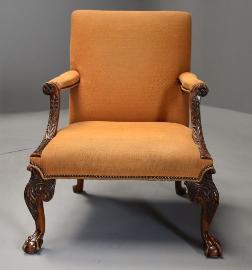 fig 1. Fine quality early 20th century Georgian style mahogany Gainsborough armchair