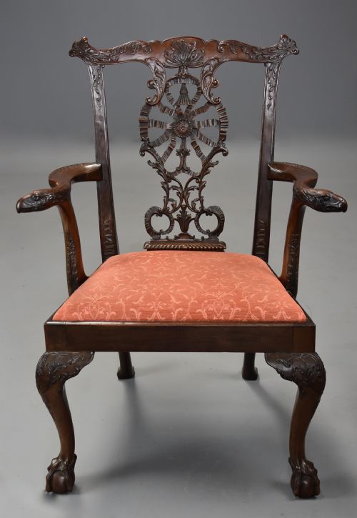 fig 1. Superb quality early 20thc mahogany open armchair in the Chippendale style