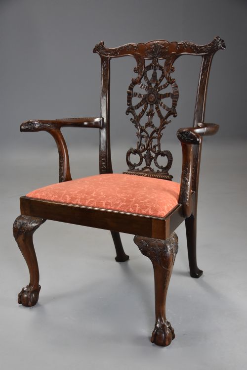 fig 2. Superb quality early 20thc mahogany open armchair in the Chippendale style