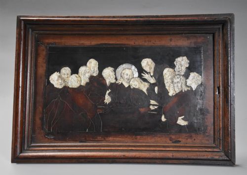 fig 1. Rare Continental early 17th century walnut panel depicting ‘The Last Supper’, possibly Italian
