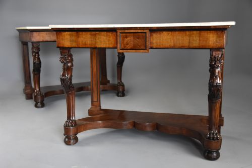 fig 1. Rare pair of Italian early 19th century walnut console tables