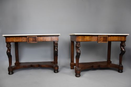 fig 2. Rare pair of Italian early 19th century walnut console tables
