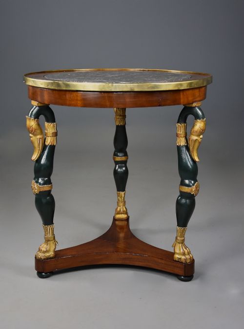 Early 19th Century French Empire Mahogany Gueridon Table with Marble Top
