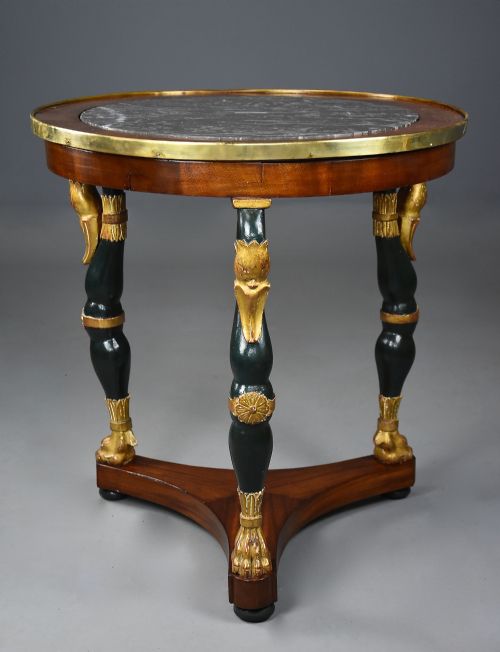 fig 1. Early 19th century French Empire mahogany Gueridon table with marble top
