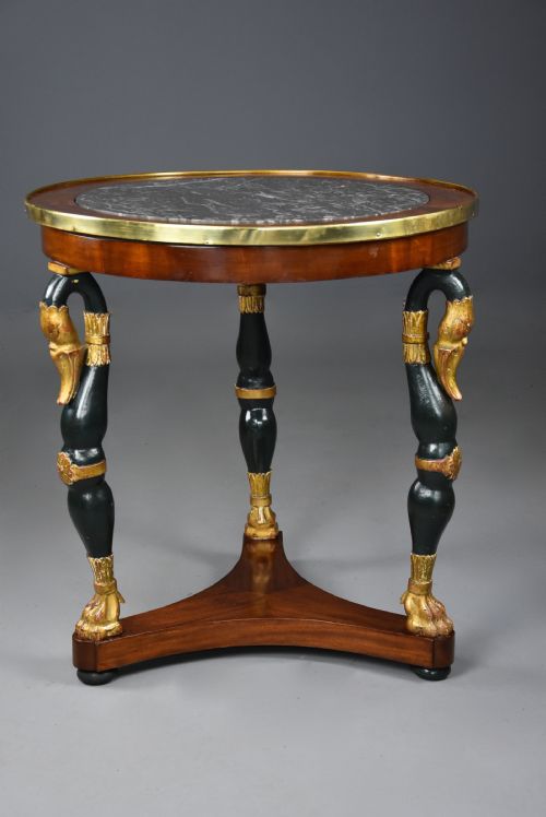 fig 2. Early 19th century French Empire mahogany Gueridon table with marble top
