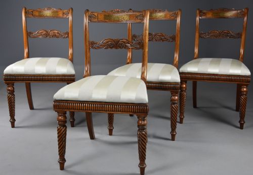 Fine Quality Elegant Set of Four Early 19th Century Regency Rosewood Chairs of Excellent Patina, Possibly Scottish