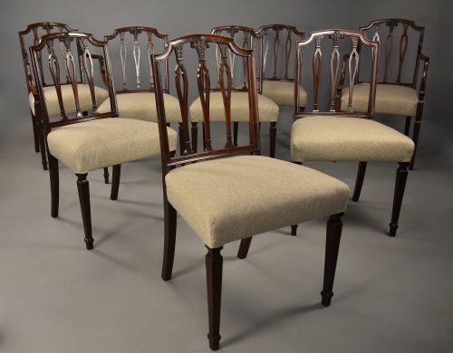 An Elegant Set of Eight Late 18th Century Sheraton Mahogany Dining Chairs of Fine Original Patina