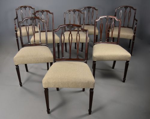 fig 2. An elegant set of eight late 18th century Sheraton mahogany dining chairs of fine original patina