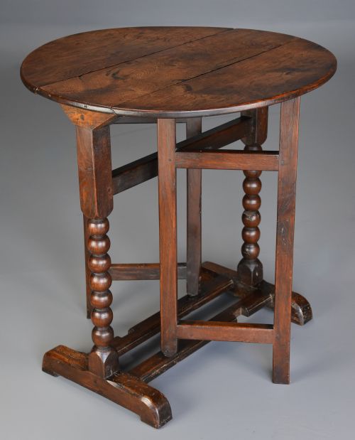 fig 1. Extremely rare late 17thc oak joined gateleg table of small proportions