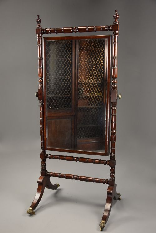 fig 1. Fine quality early 19th century Regency mahogany cheval dressing mirror