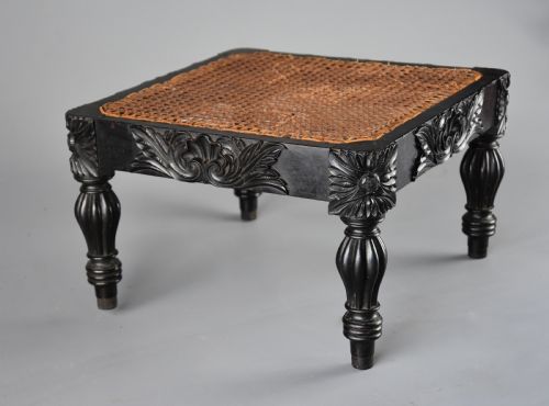 fig 2. Superb quality mid19thc Ceylonese solid ebony footstool from the Galle district of Sri Lanka (formerly Ceylon)
