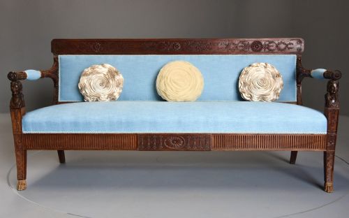 Rare Late 18th Century Walnut Italian Sofa (Canape) of Neoclassical Design