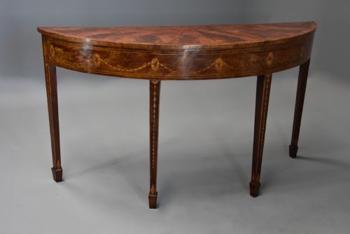 fig 1. Rare late 18thc mahogany side table of semi-elliptical form with superb, rich patina and wonderful proportions, possibly Irish