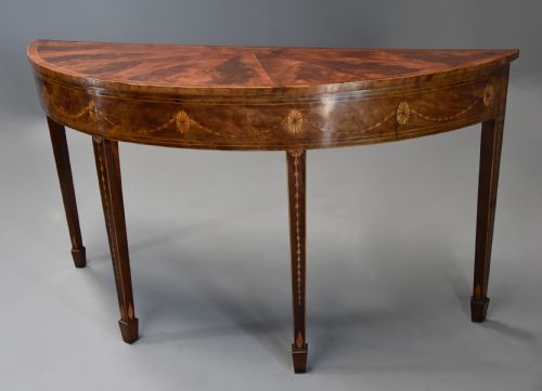 fig 2. Rare late 18thc mahogany side table of semi-elliptical form with superb, rich patina and wonderful proportions, possibly Irish