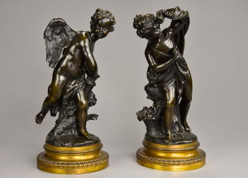 Fine Quality Pair of Late 19th Century French Bronze Figures of ‘Cupid’ and ‘Psyche’