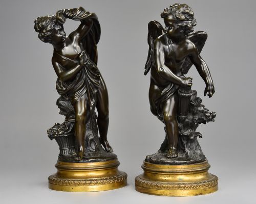 fig 1. Fine quality pair of late 19th century French bronze figures of ‘Cupid’ and ‘Psyche’
