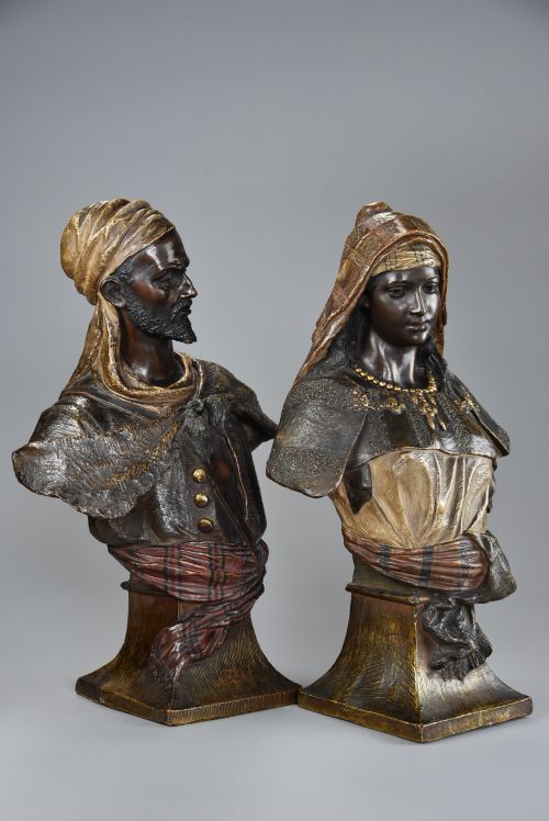 fig 5. A superb pair of late 19th century Orientalist polychrome terracotta busts by Friedrich Goldscheider