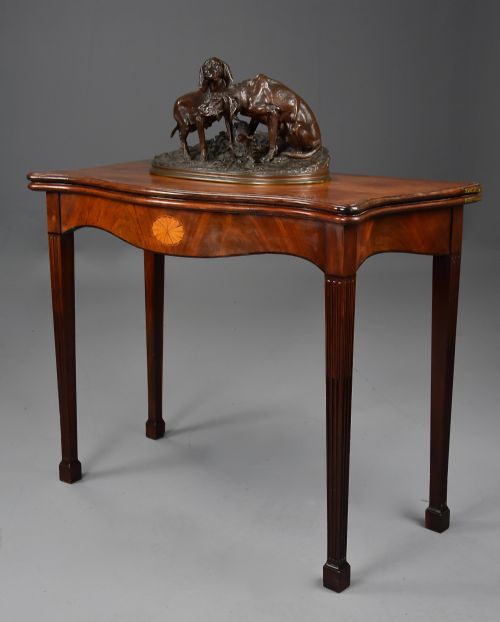 fig 1. Elegant 18th century George III serpentine mahogany tea table of fine quality and patina