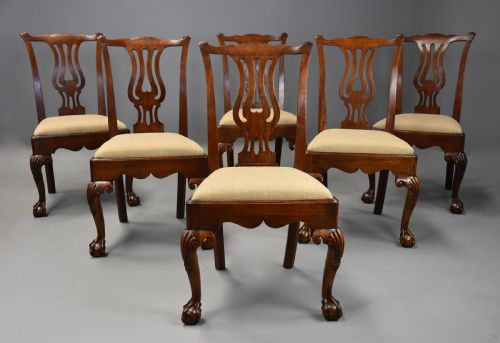 fig 1. Rare fine quality set of six George II walnut dining chairs of fine patina