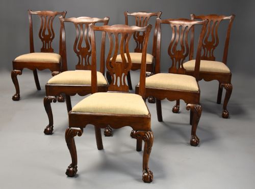 fig 2. Rare fine quality set of six George II walnut dining chairs of fine patina