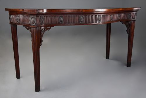 Late 19th Century Mahogany Serpentine Shaped Serving or Side Table in the Adam Style of Fine Patina