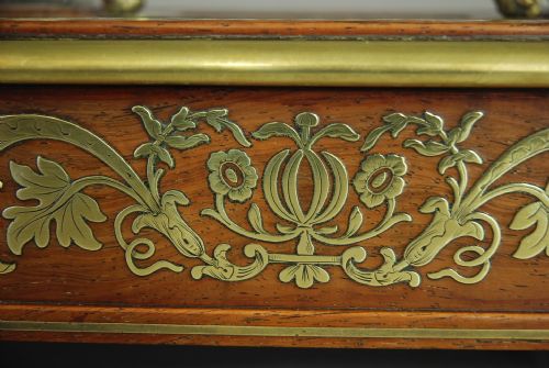 SUPERB QUALITY REGENCY ROSEWOOD AND INLAID BRASS DESK STAND OR INKSTAND - ADDITIONAL PHOTO 8